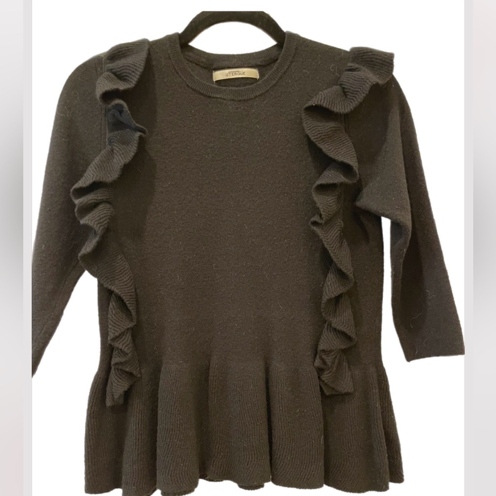 Black Ruffled Sweater, size S, excellent used condition - Picture 2 of 8